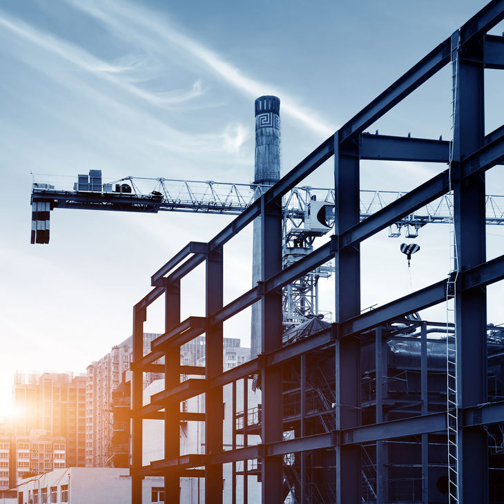 Building Construction With Crane 