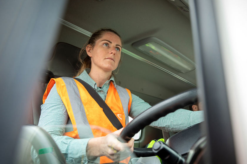 Commercial Driver At Wheel Of Truck 