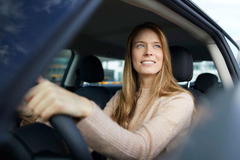 Close Up Of Driver In Car 