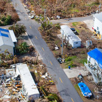 Aerial Neighborhood Devastated By Natural Disaster 