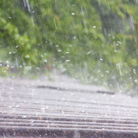 Close Up Of Hail Coming Down On Roof 