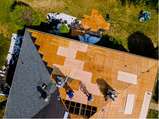 Aerial image of roof construction
