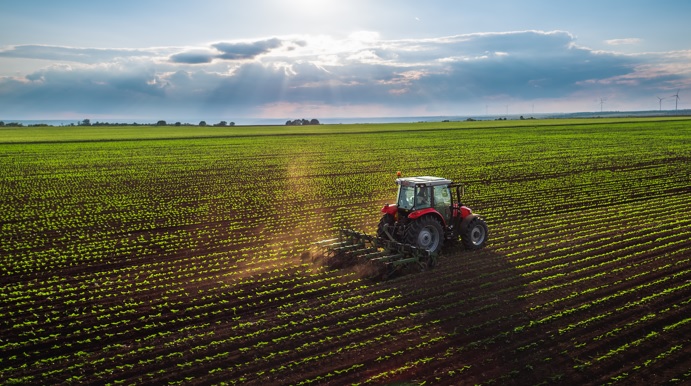 a tractor in a field