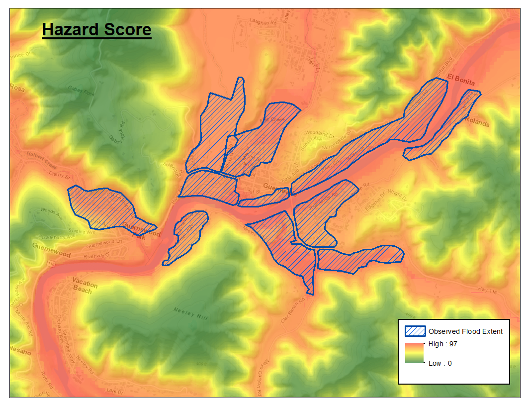Distribution of flood risk scores