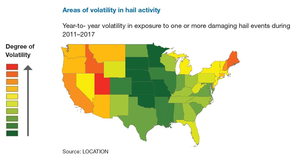 Verisk Hail Report Map Areas of volatility in hail activiilty (002)