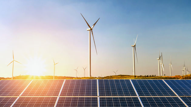 Wind turbines and solar panels