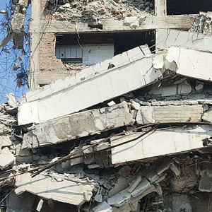 Building Rubble Affected By Earthquake 