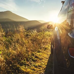 Car On Mountain Peak 