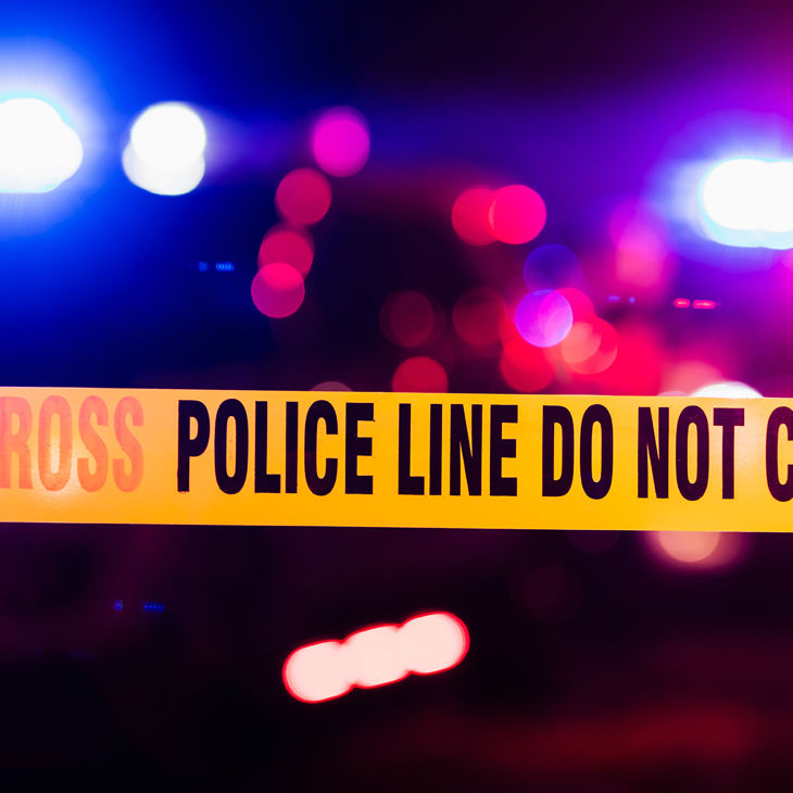 Police Tape In A Dark Night 