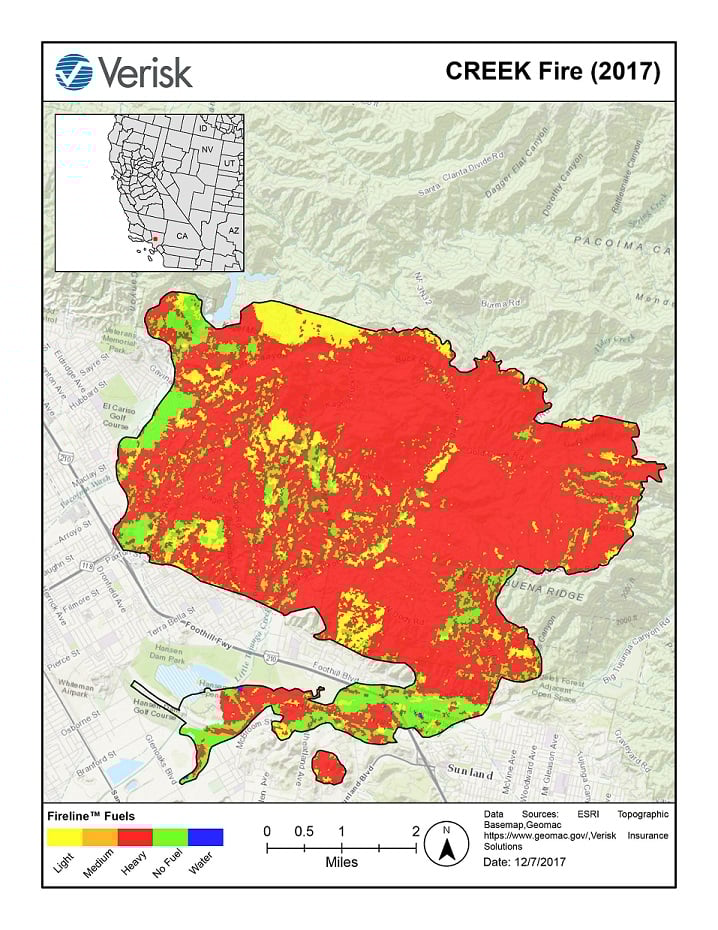 Verisk FireLine analysis of the Creek Fire CREEK-12072017