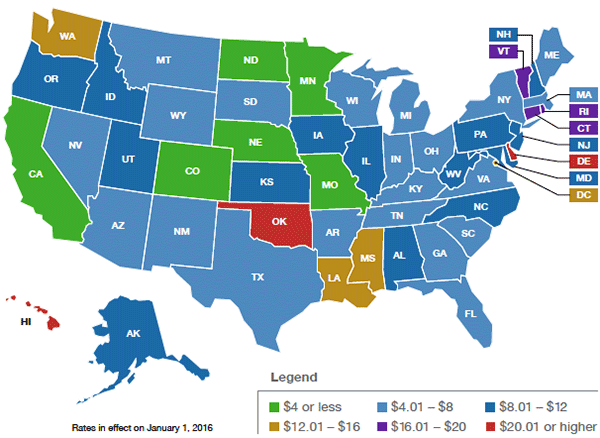 2016 MVR Fees by State