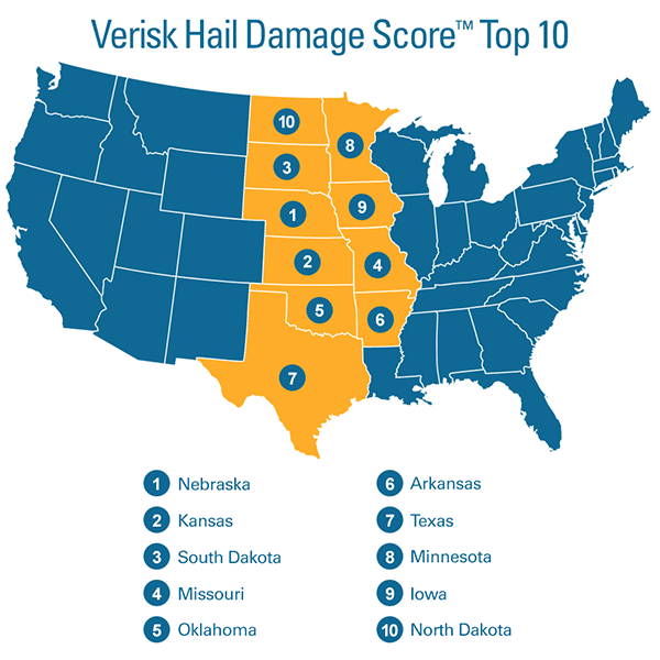 Infographic: What are the riskiest states for hail damage?